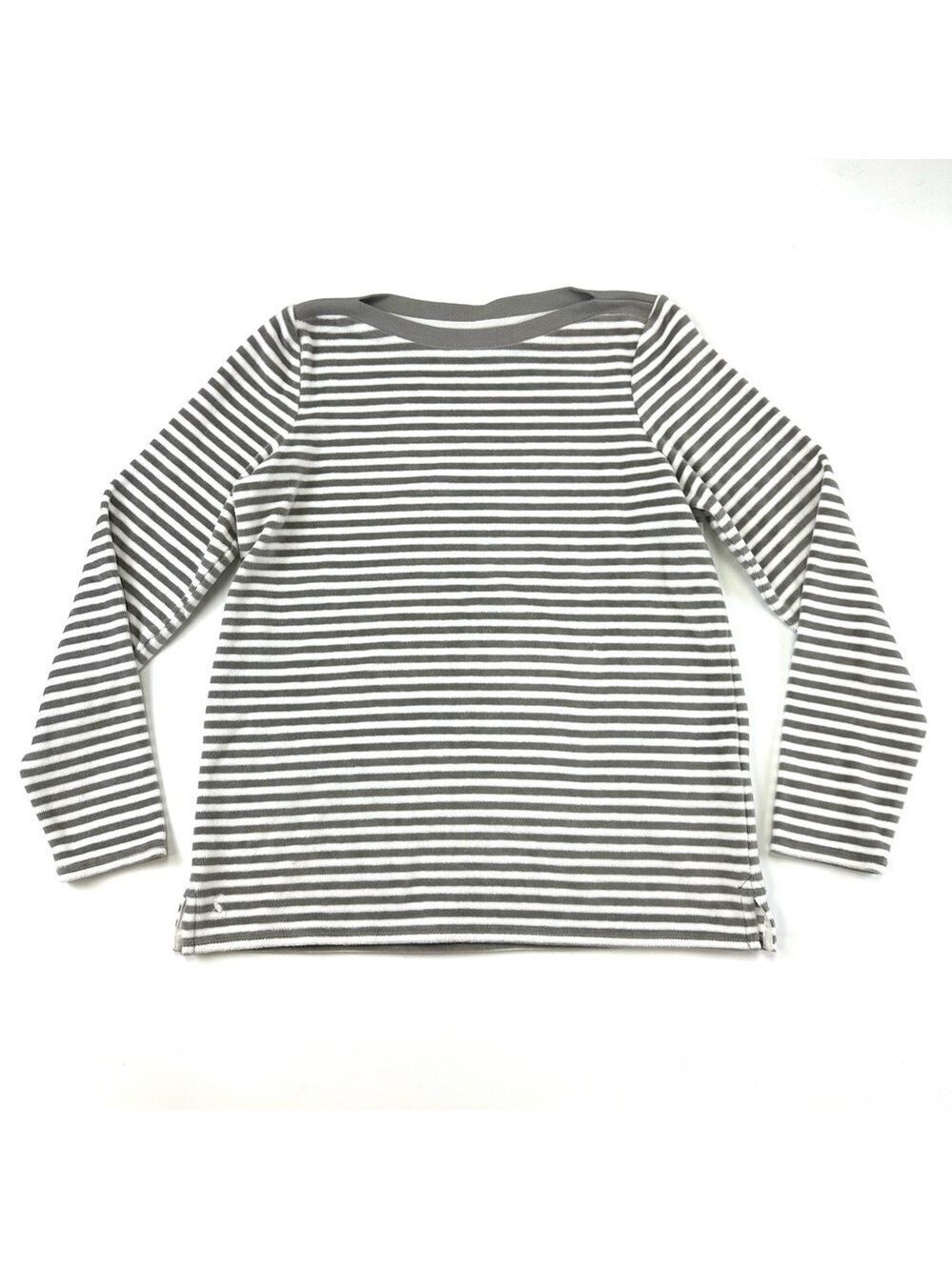 Joules velour stripe womens top size 6 long sleeve boatneck casual cozy